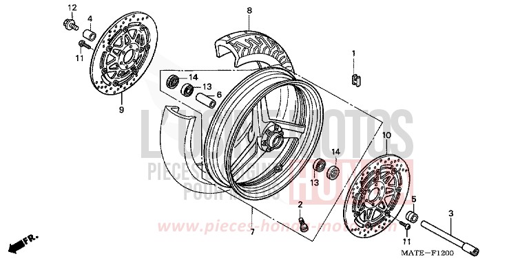 FRONT WHEEL for Super Blackbird ACCURATE SILVER METALLIC (NH146E) from 2005
